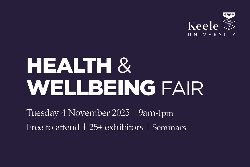 White text against a dark blue background.  Text reads: Health and Wellbeing Fair